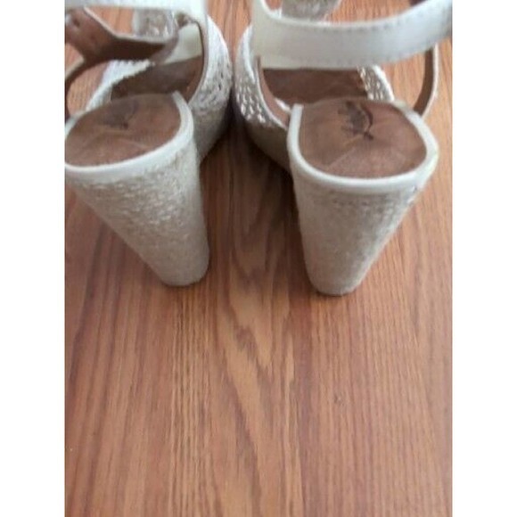 Lucky Brand Womens WEDGE SANDAL Size 8.5 Beige Cream Macrame Espadrilles Shoe - Picture 4 of 6